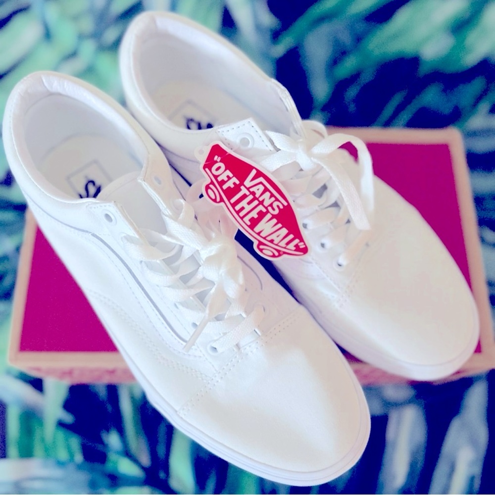 Vans Old Skool platforms white/white mens size 10